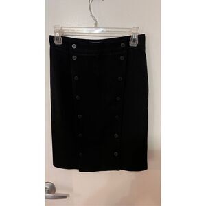 Burberry Black Wool Double Button Zip up Front Skirt Size 2
